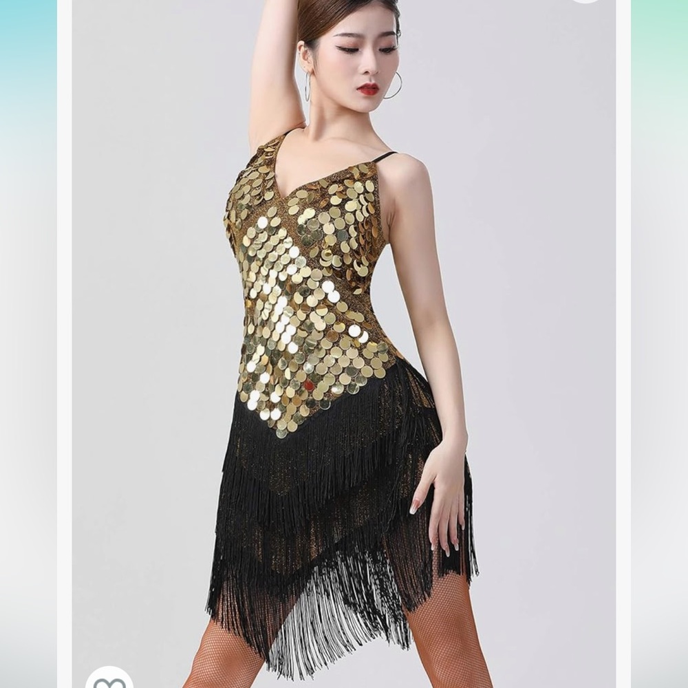 Glamorous Gold and Black Sequin Mini Dress